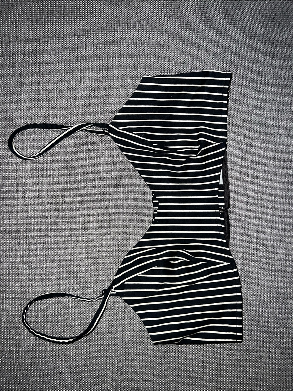 Topshop Black White Striped Cutout Crop Top US 4